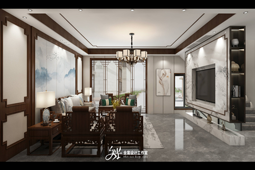 凉山彝族自治州滨河路二段住宅新中式风格别墅装修案例